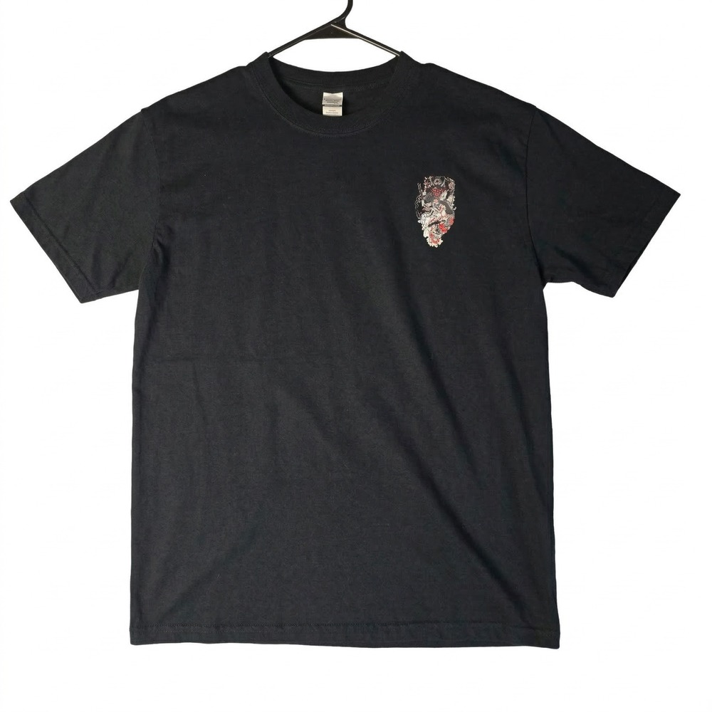Japanese Oni Mask Geisha Katana Graphic T-Shirt Black Streetwear Tee